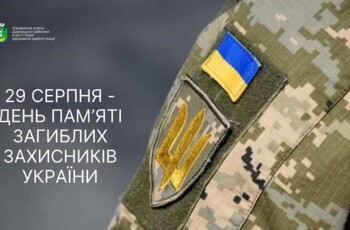 На фото плече військового збройних сил України та напис 29 серпня - день памʼяті загиблих захистників України